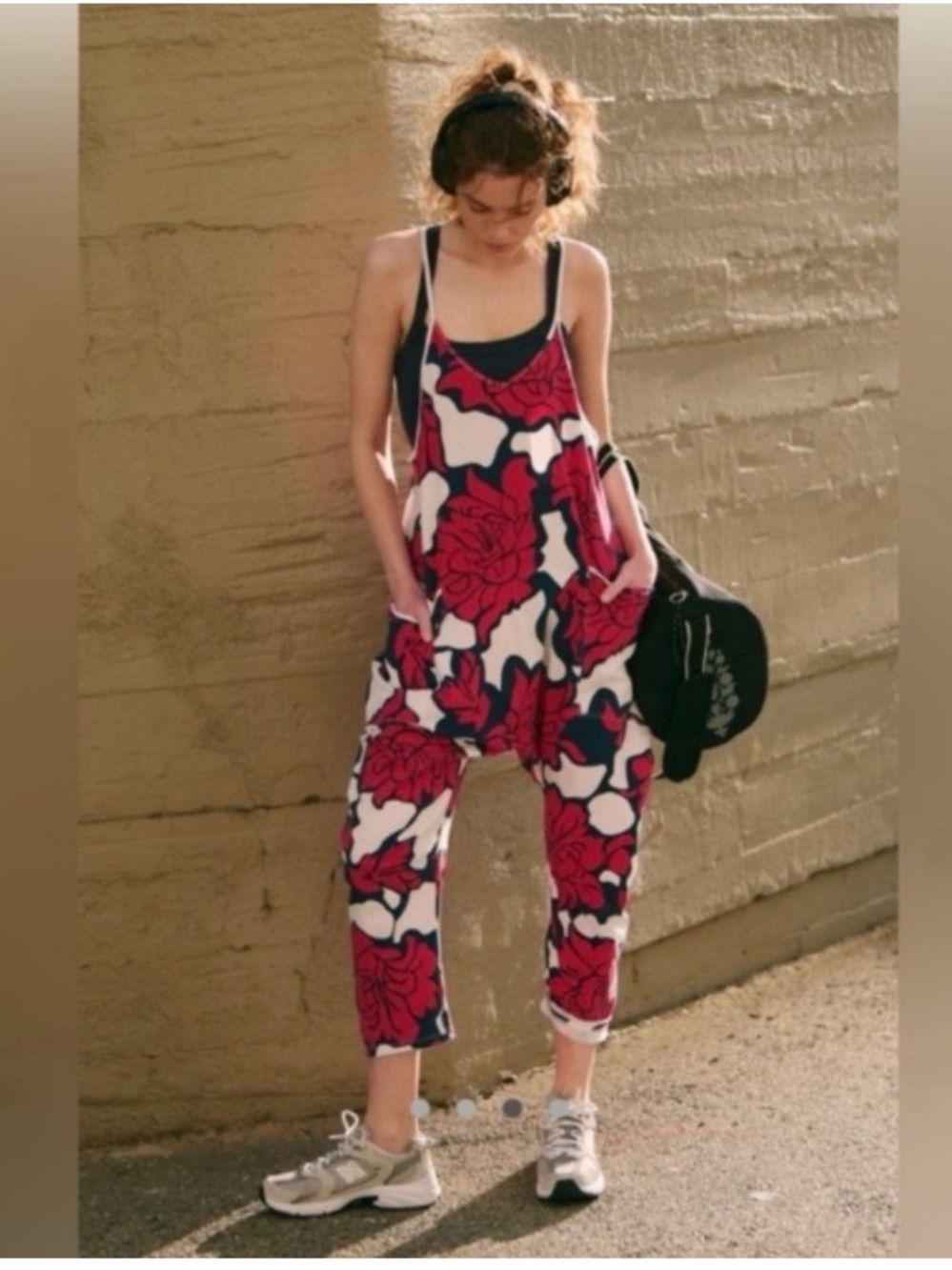 NWT FREE PEOPLE Movement Printed Hot Shot Onesie in Floral Rose Combo
